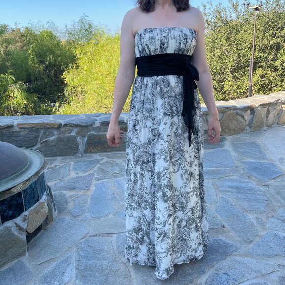 BCBGMaxAzria strapless black and white toile gown (size 6) - Picture 1 of 6